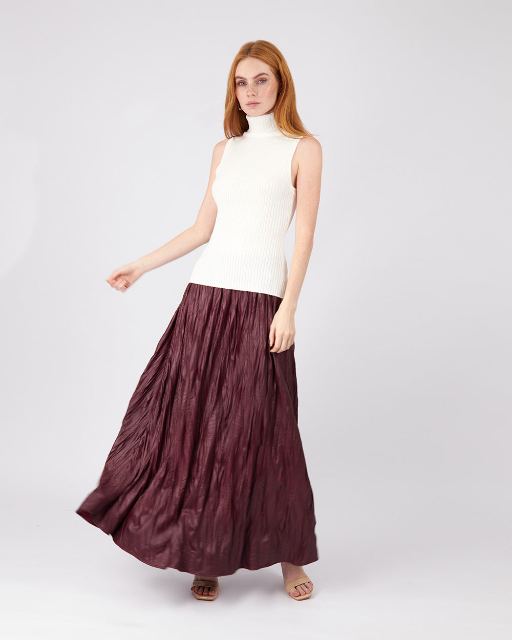 Burgundy Ribbed Skirt