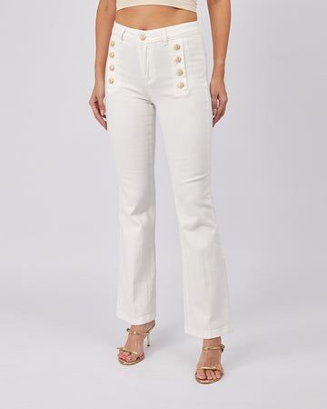 White Denim Pants Buttons