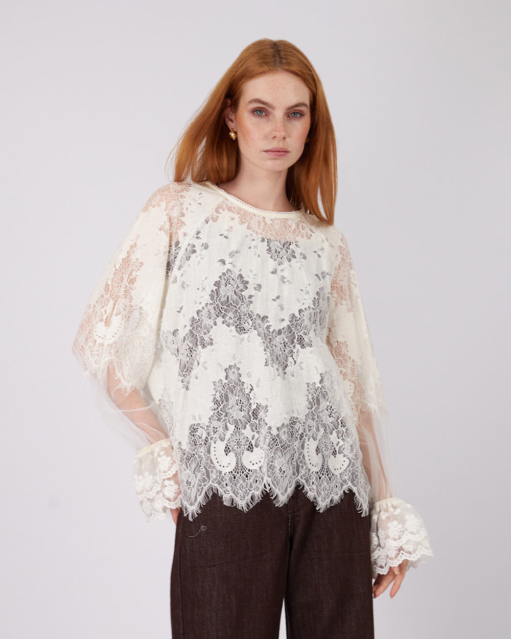 Pearl Lace Floral Blouse