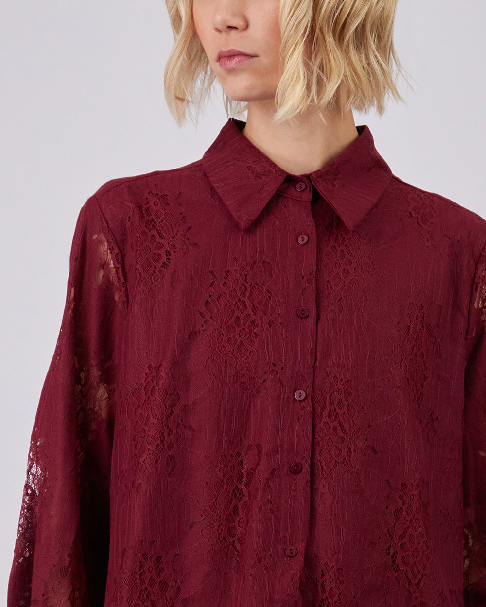 Burgundy Lace Blouse