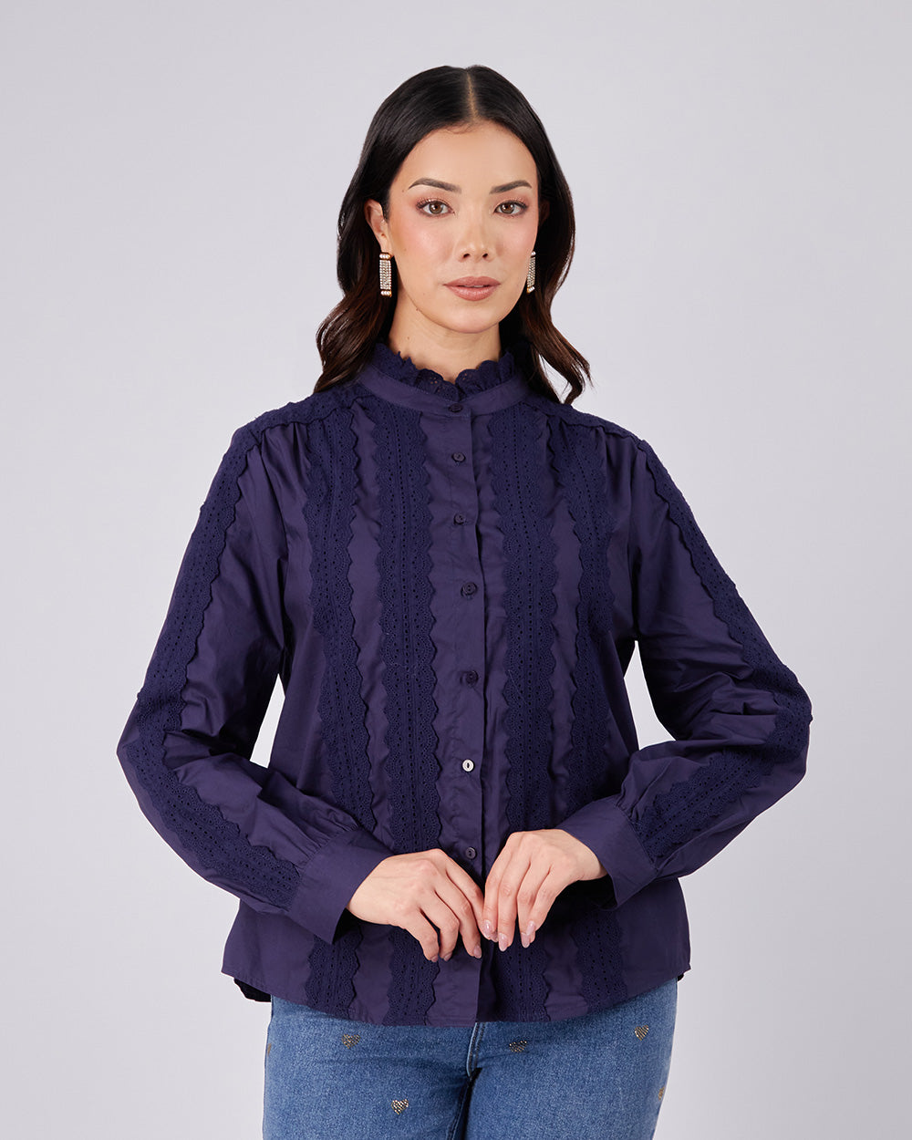 Blue Broderie Blouse