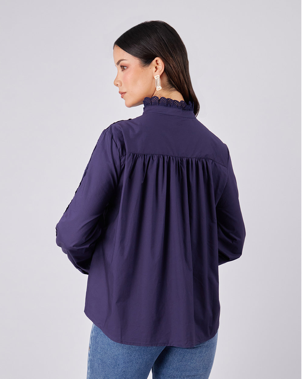 Blue Broderie Blouse