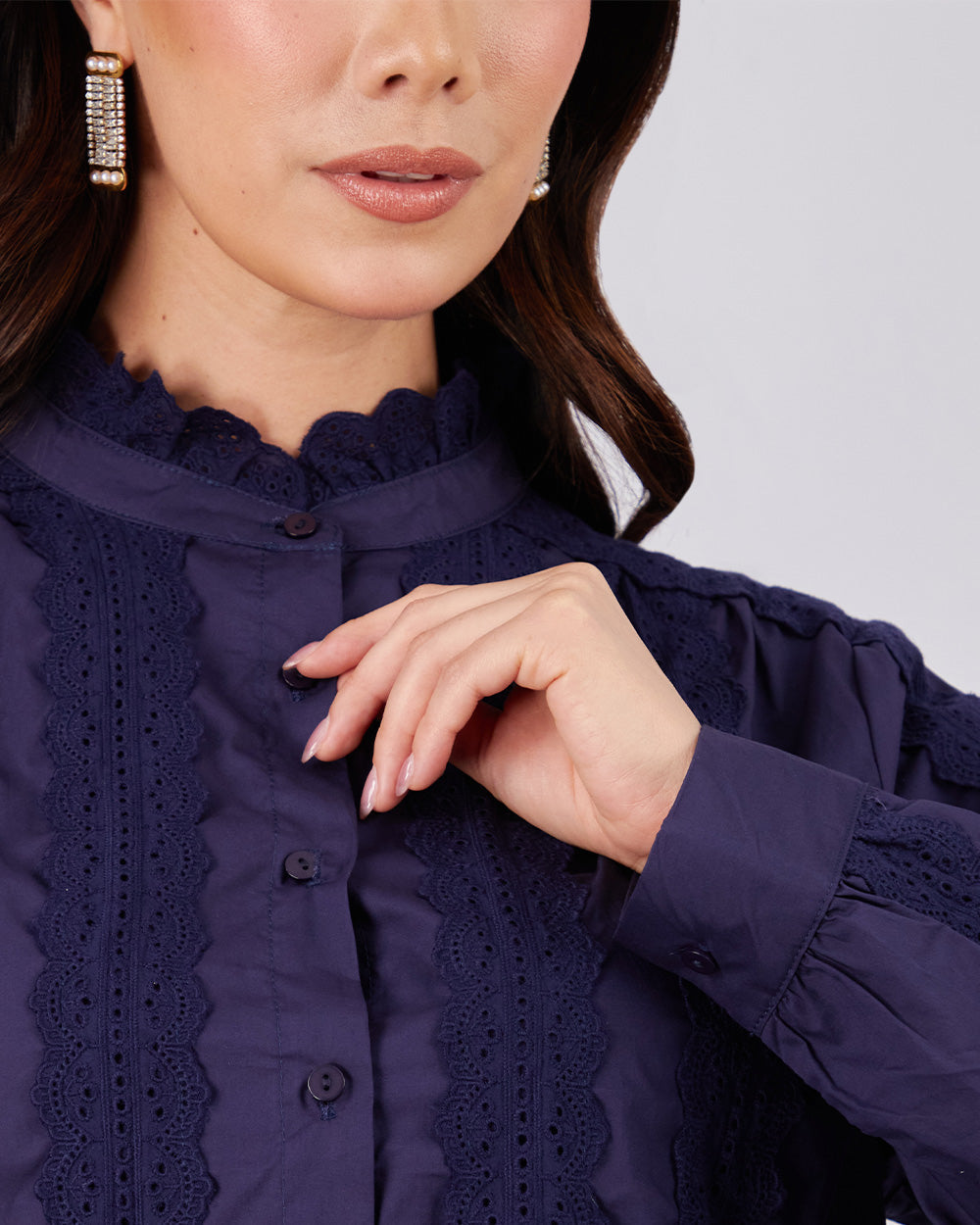 Blue Broderie Blouse