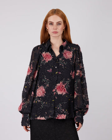 Black Shirt Pink Flowers