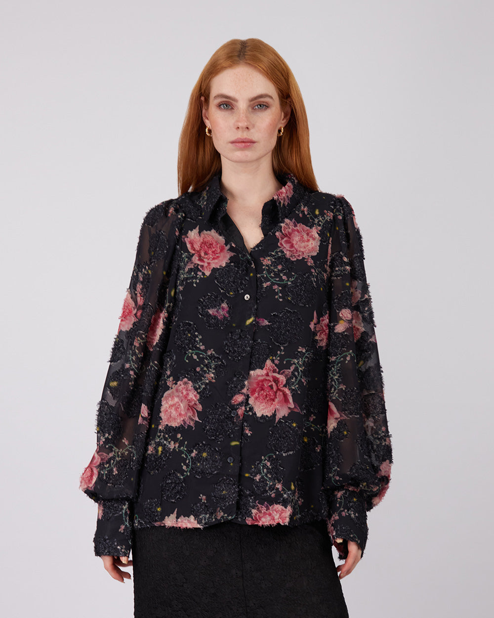 Black Shirt Pink Flowers