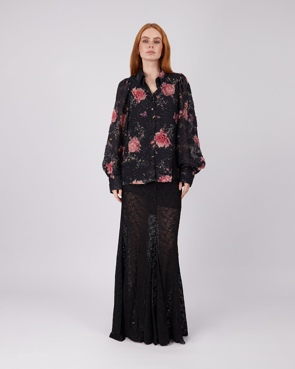 Black Shirt Pink Flowers