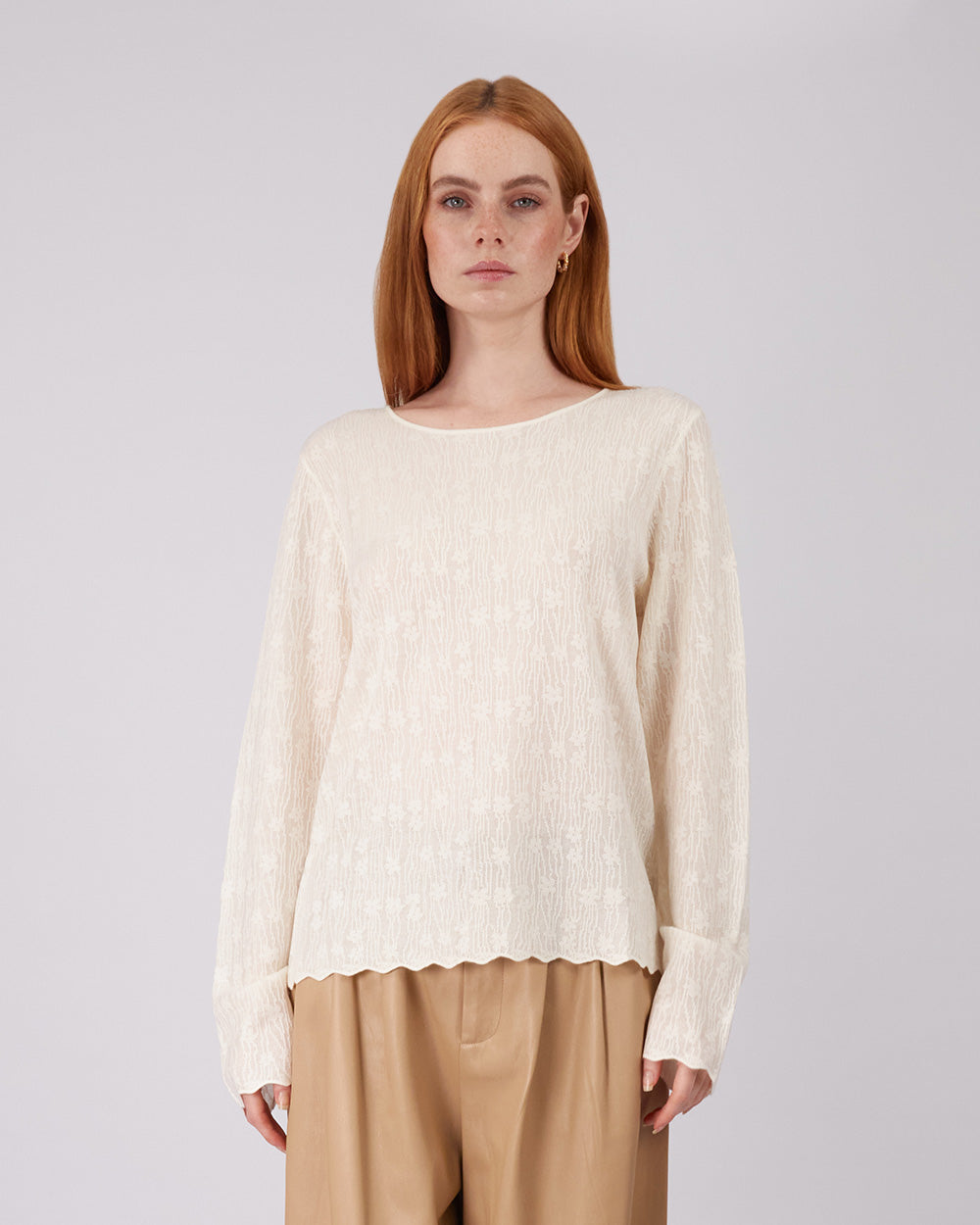 Cream Sweater Wavy Edges