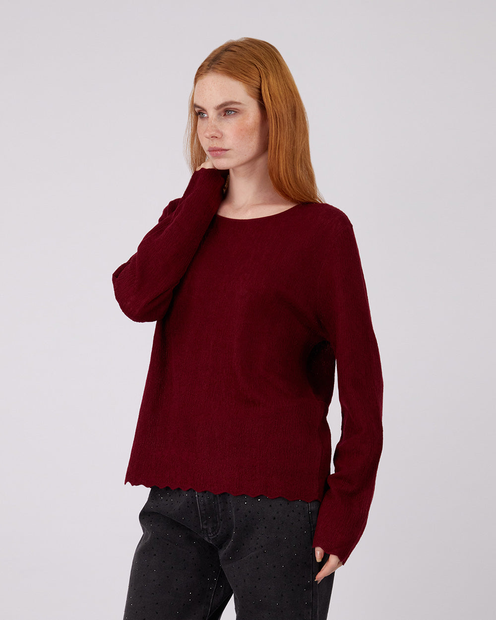 Burgundy Wave Sweater
