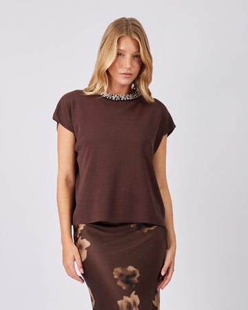 Brown Sweater Central Drape