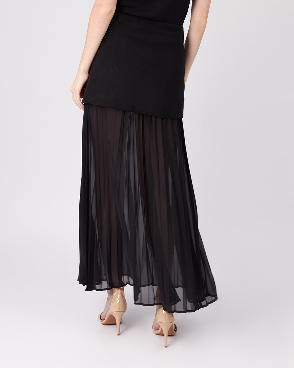 Black Knit And Tulle Skirt