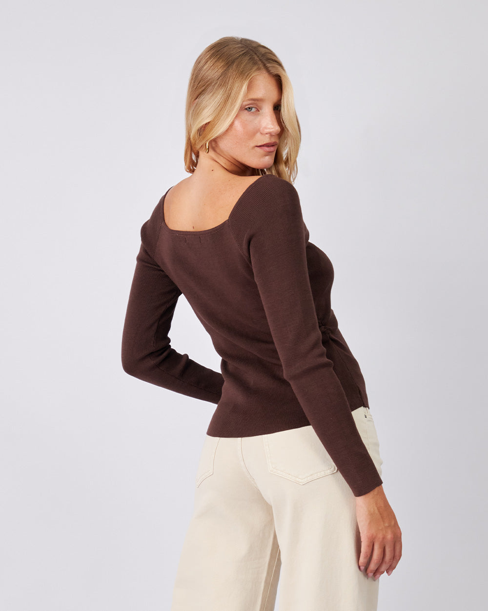 Brown Sweater Central Drape
