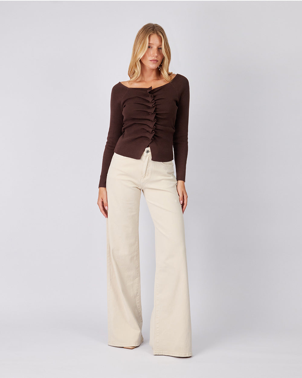 Brown Sweater Central Drape