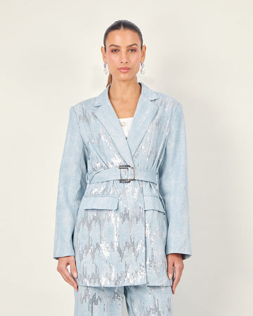 Denim sequin blazer