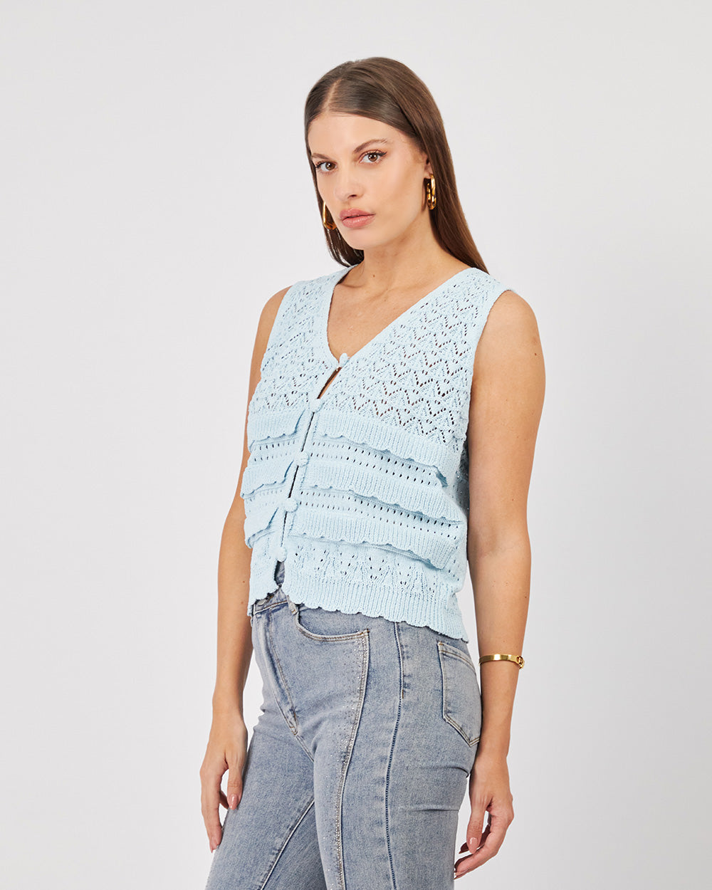 Light Blue Vest Ruffles