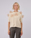 Beige Sweater With Tulle Flowers