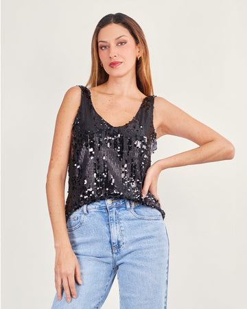 Black sequin top