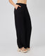 Black Flat Trousers Elastic Waistband