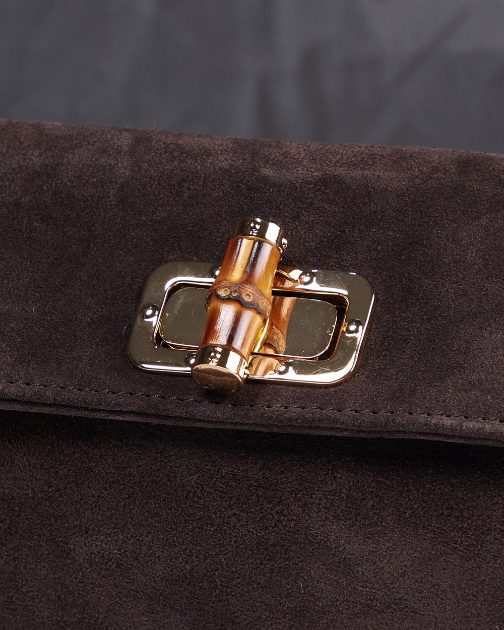 Chocolate Suede Bag With Chain Handle