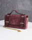 Burgundy Suede Bag Leather Handle