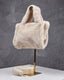 Beige Fur Bag Double Handle