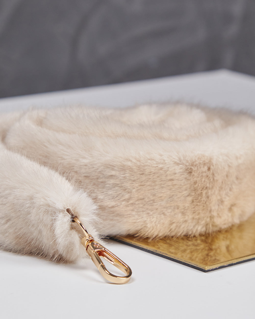 Beige Fur Bag Double Handle