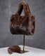 Brown Fur Bag Double Handle