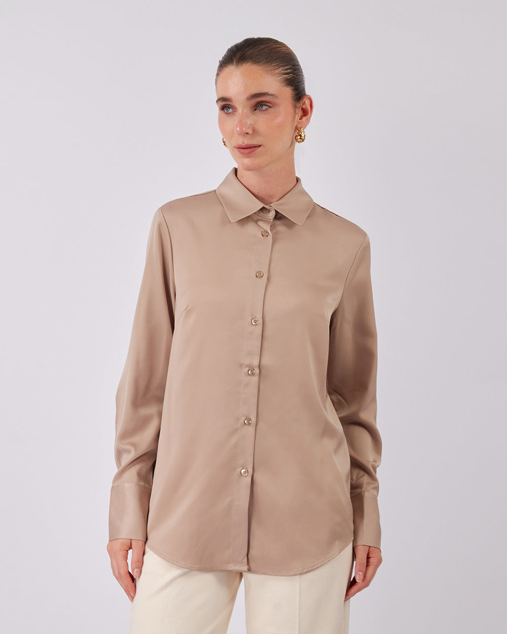 Beige Satin Shirt