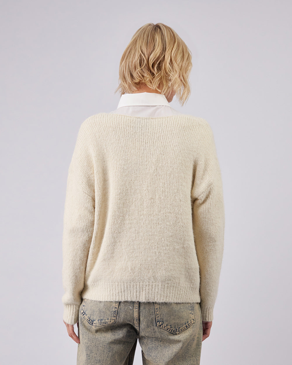 Cream Knitted Sweater With Appliqués