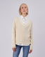 Beige Knitted Sweater With Lace Trim