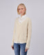 Beige Knitted Sweater With Lace Trim