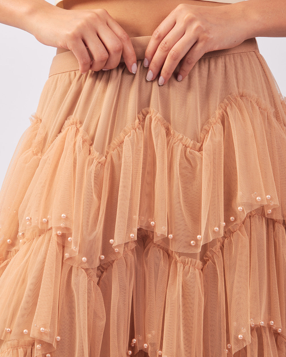Nude Pearl Tulle Skirt