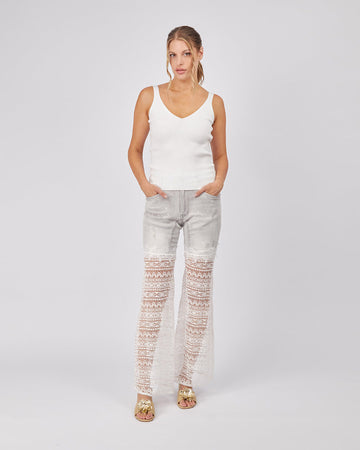 Grey Denim Trousers Lace