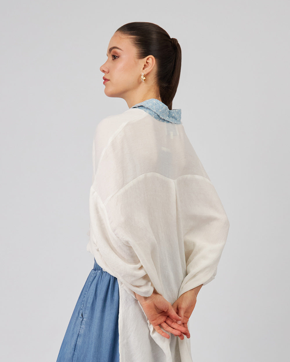 White Shirt With 3D Flowers