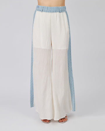 White Trousers Light Blue Stripes