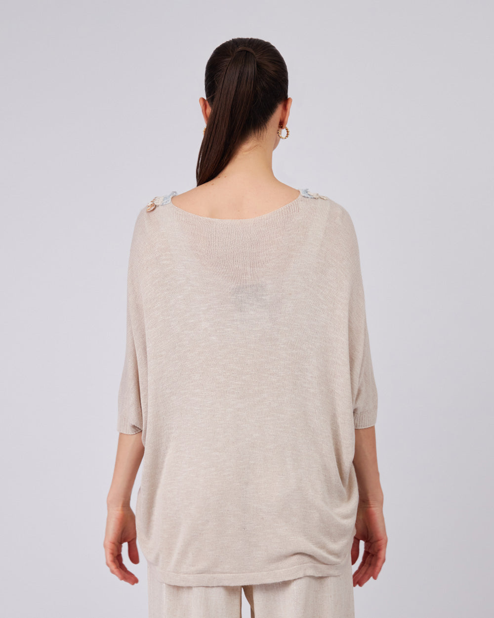 Beige Knitted Blouse Nautical Appliqués