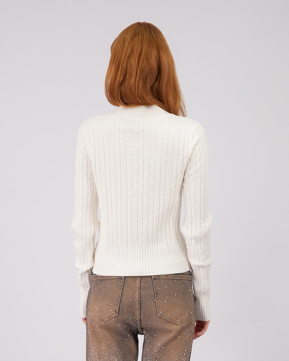 White Crochet Knit Sweater