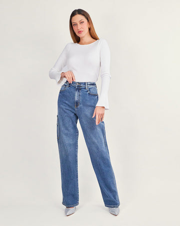 Blue wide-leg jeans