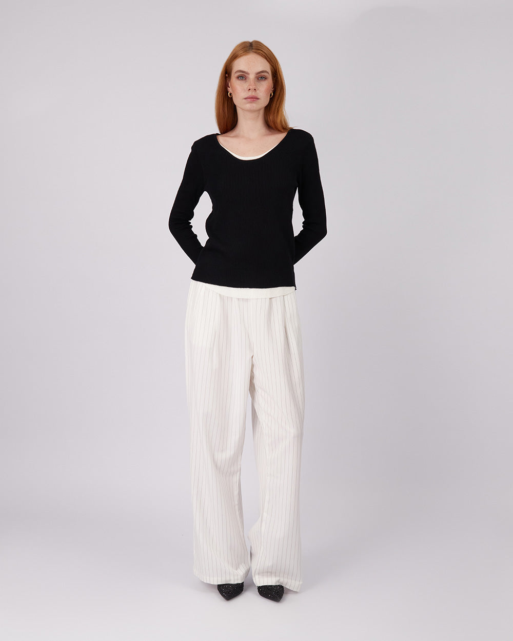 Black Sweater Lace Sleeve