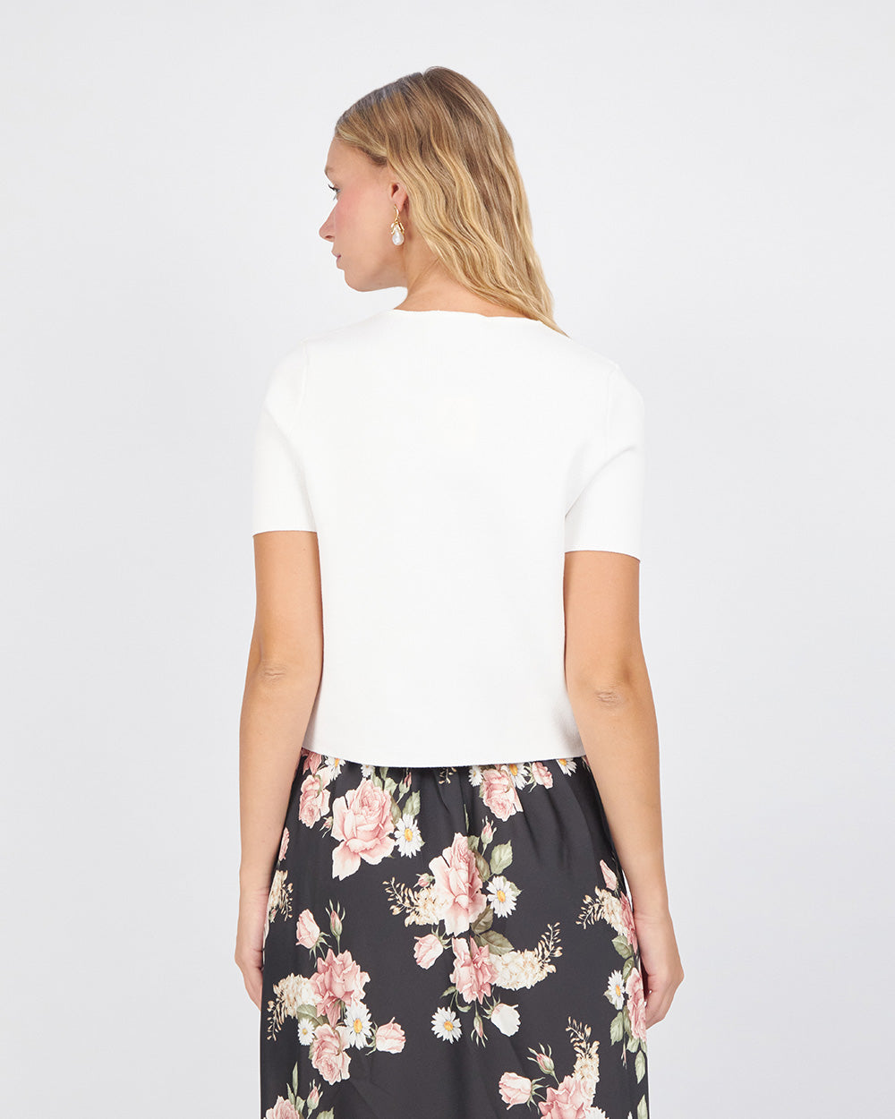 Open White Top With Golden Flower Buttons