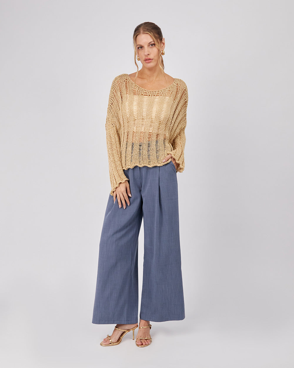 Gold 3/4 Sleeve Sweater