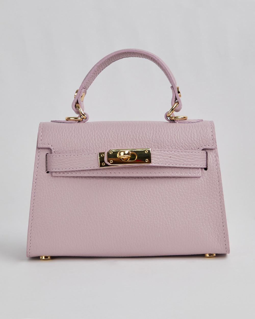 Lilac Handbag With Handle And Gold Buckle