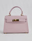 Lilac Handbag With Handle And Gold Buckle