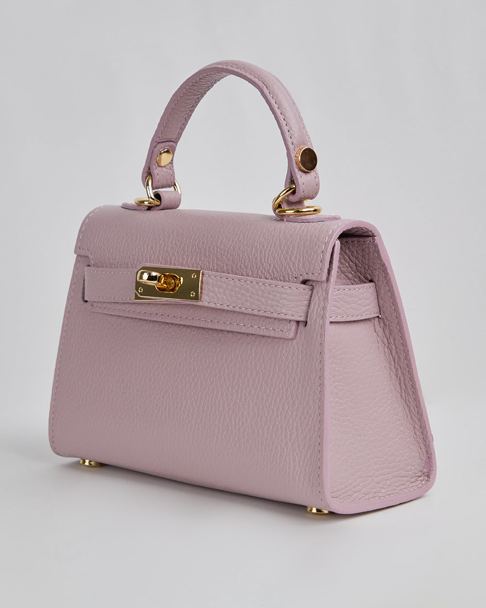 Lilac Handbag With Handle And Gold Buckle
