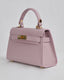 Lilac Handbag With Handle And Gold Buckle