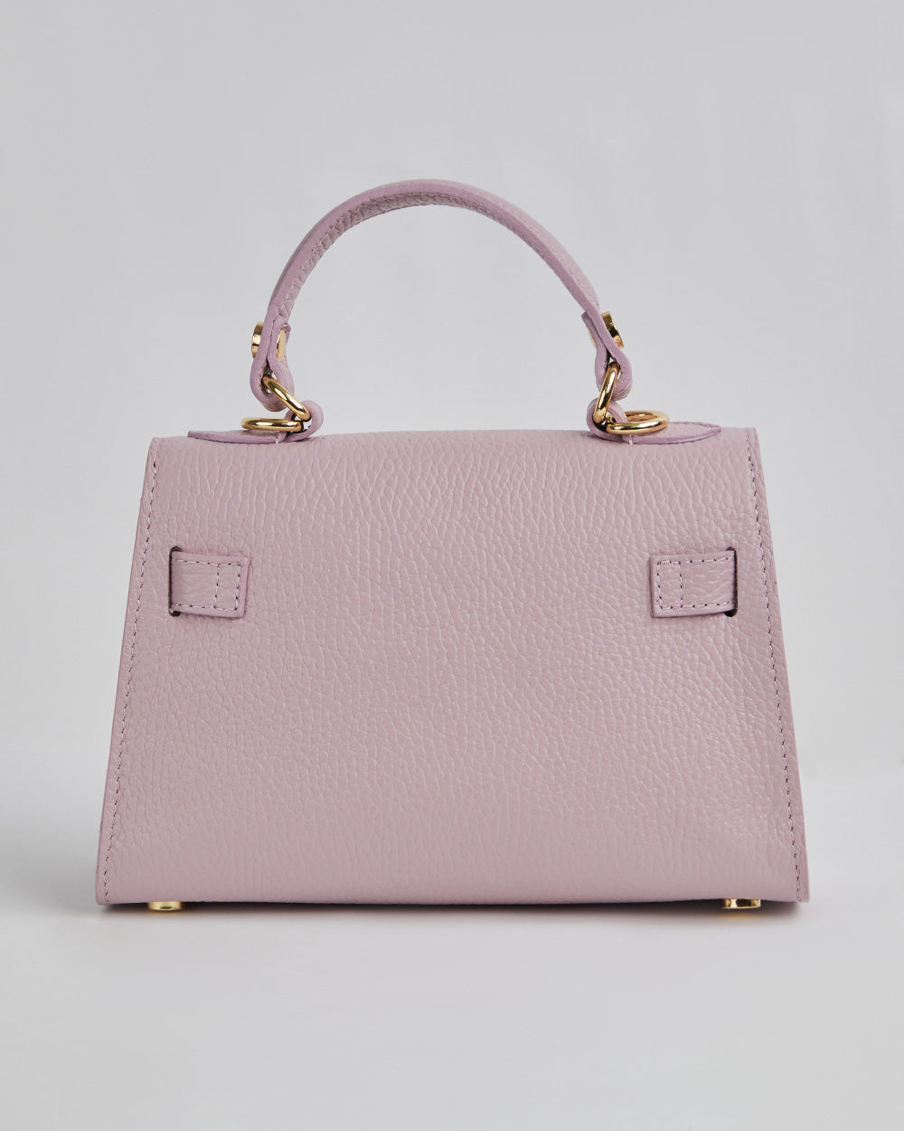 Lilac Handbag With Handle And Gold Buckle