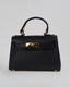 Black Handbag With Gold Handle And Buckle