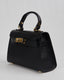 Black Handbag With Gold Handle And Buckle