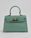 Olive Green Handbag With Gold Handle And Buckle