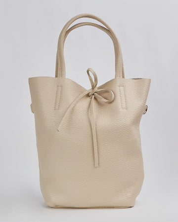 Cream Bag With Adjustable Strap And Draw