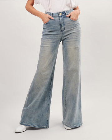 Light blue washed flared jeans